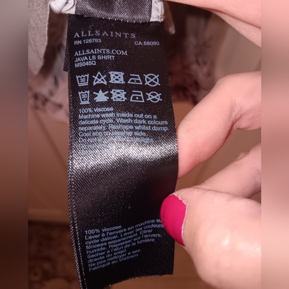 All Saints Mens Gray Java Tiger Button-Up Shirt. … - image 8